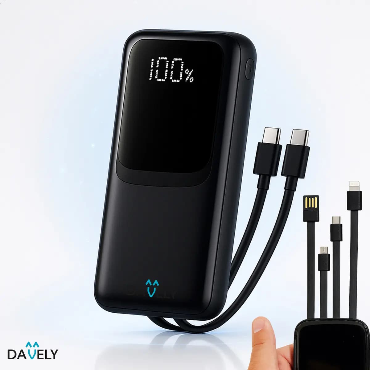 Power Bank 20.000mAh 22.5W Carga Rápida Com Display Digital Carregador Portátil Carga Rápida Premium Compatível Com Todos Os Celulares Iphone Android IOS apple xiaomi LG Samsung Motorola -Marca Davely
