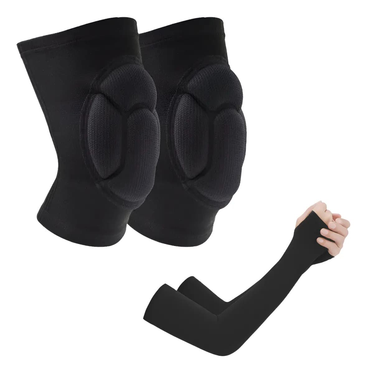 Joelheira Esportiva Anti-Impacto Preta Com Manguito UV Tamanho Único