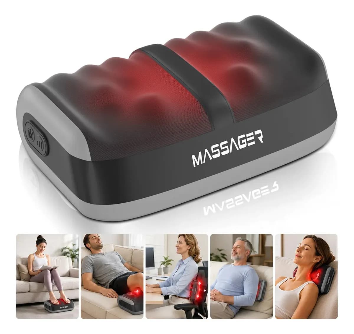 Massageador De Pés Elétrico Buaerfa Portátil com Aquecimento E Rolos, Shiatsu, Massagem Para Pernas E Panturrilhas, Presente Para Homens E Mulheres, Ideal Casa E Escritório, 110-220V universal