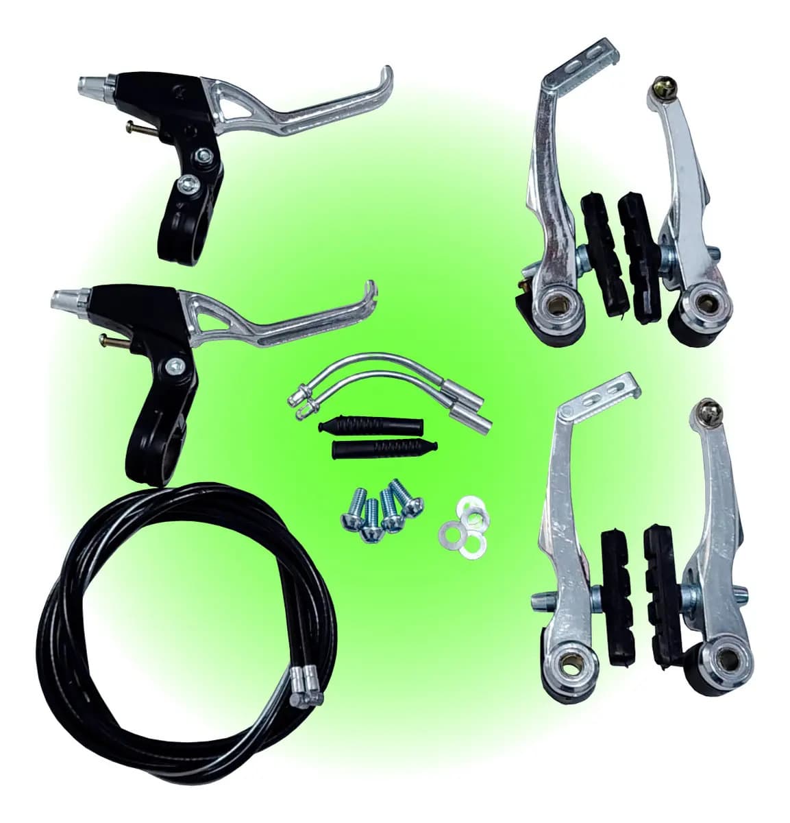 Kit Freio V-brake Bicicleta Par Manete Em Alumínio Polido Jogo Completo Com Cabos E Conduites Bike Ciclismo Mtb SIGN