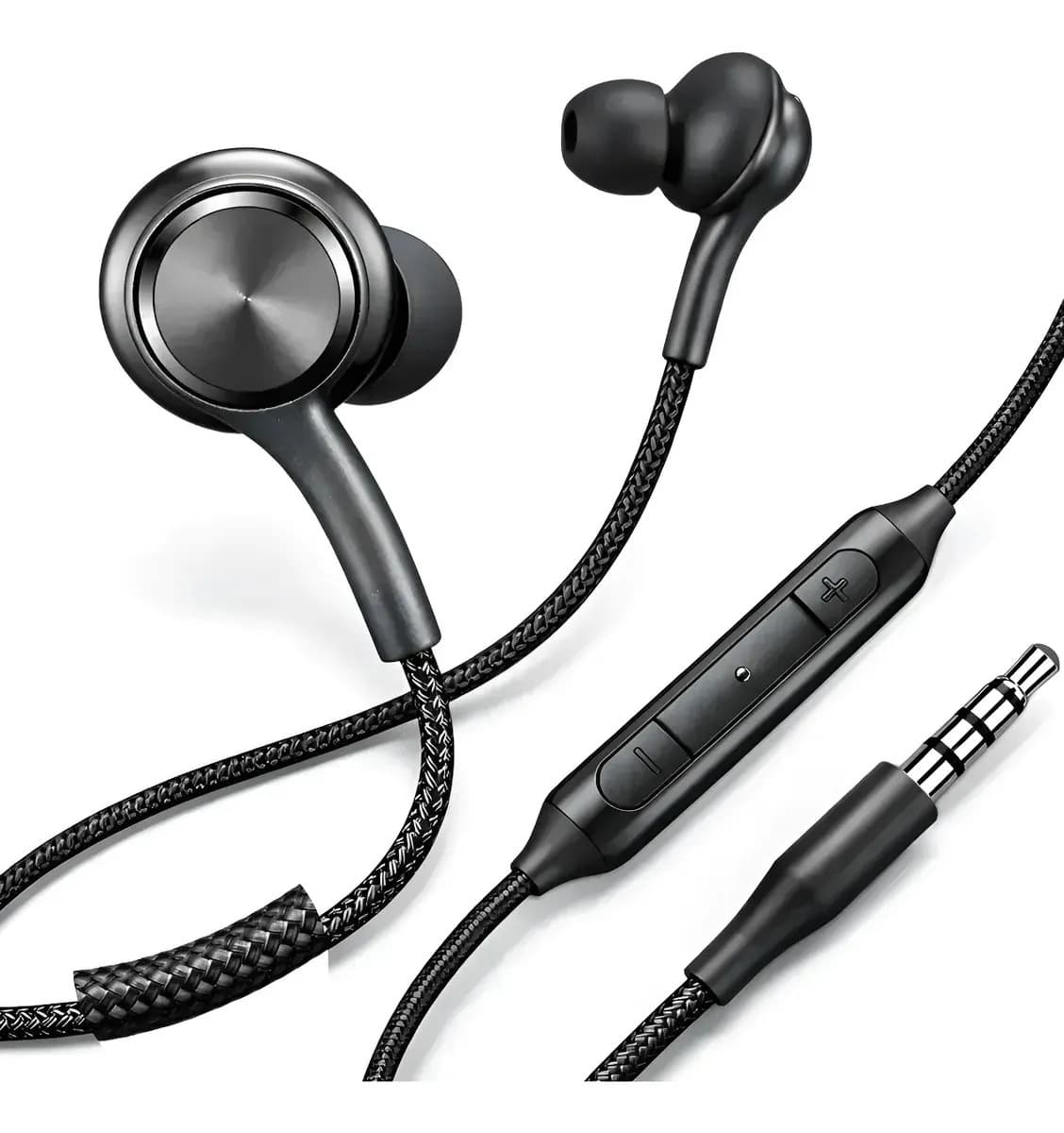 Fone De Ouvido P2 Microfone E Controle Com Fio Nylon Reforçado Para Celular, Notebook, Pc E Smartphone Cor Preto