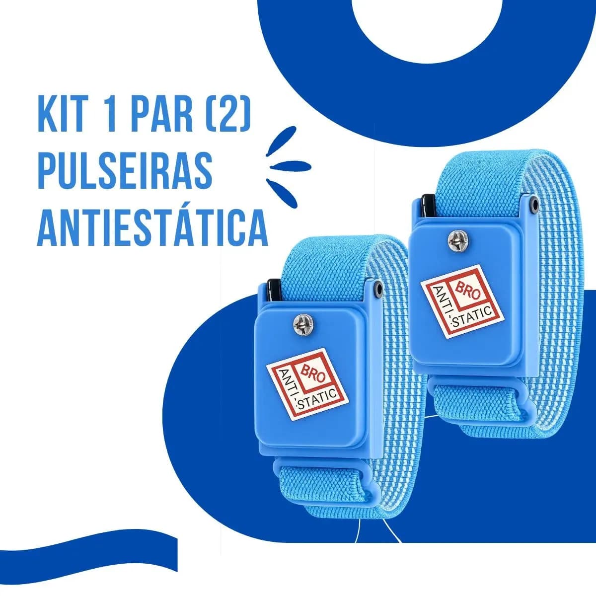 Pulseira ESD Anti Estática Sem Fio Profissional 1MΩ 2 Unidades Proteção Componentes Eletrônicos Gurumania