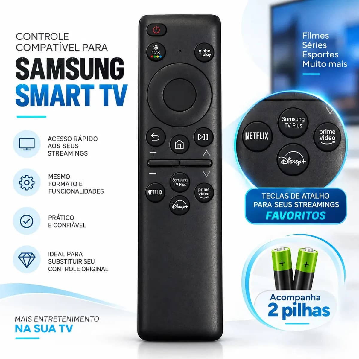 Controle Remoto Para Tv Samsung Solarcell Cu8000 Bn59-01432b