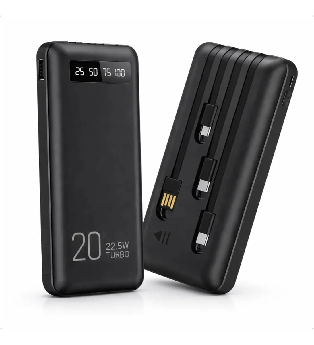 Power Bank 20000mah Carregador Portátil Turbo Rápido 22.5w Display Digital Preto