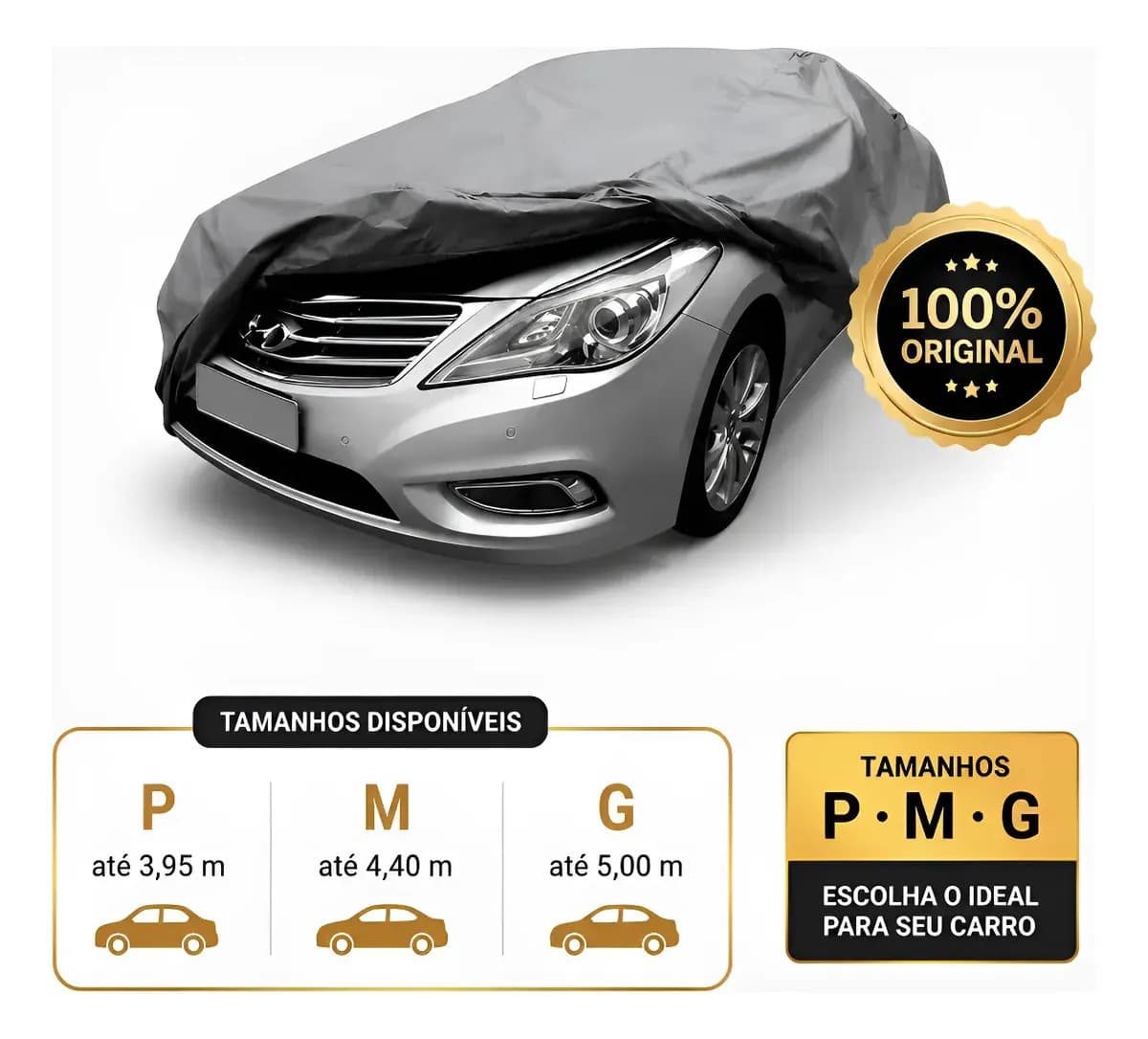 Capa Para Carro Forrada Impermeável 100% Proteção Anti Raios Uv, Sol, Poeira, Riscos, Chuva Diversos Tamanhos P M e G Sumo