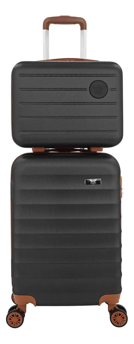 Kit Mala De Viagem Bordo Mão Pequena 10kg Abs Cadeado 360 Cor Preto
