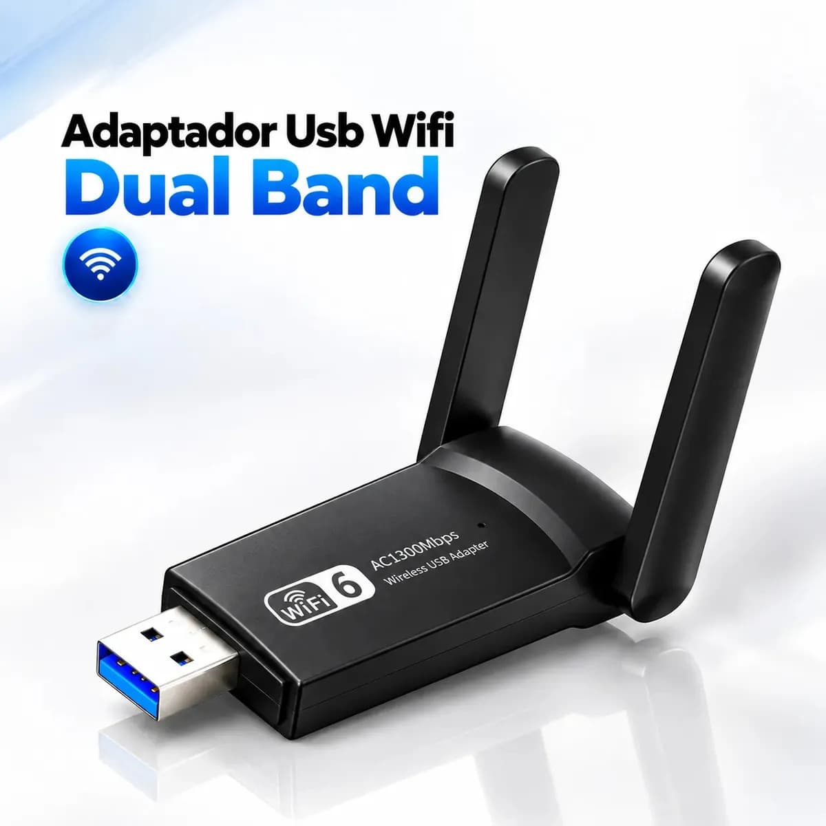 Adaptador Wi-Fi Davely para Computador e Notebook USB 3.0 Dual Band 2.4/5 GHz com Ethernet Gigabit