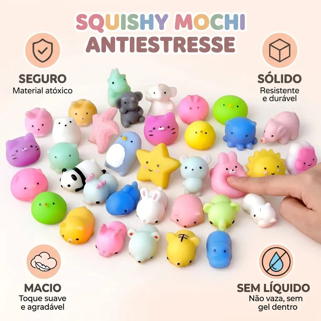 Kit 10 Squishy Mochi Bichinhos Macios De Apertar Antiestresse Brinquedo Sensorial Relaxante Criativo Para Crianças E Adultos Diversão Garantida Tendência Popular TikTok Brasiliana Tech