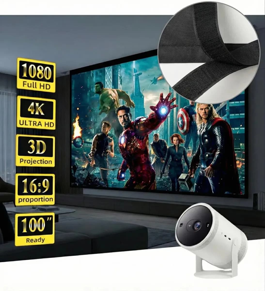 Tela Para Projetor 100 Polegadas Lagostini Branca Sem Bordas Dobrável Full Hd 4k Cinema Em Casa Datashow Projeção Interna Externa