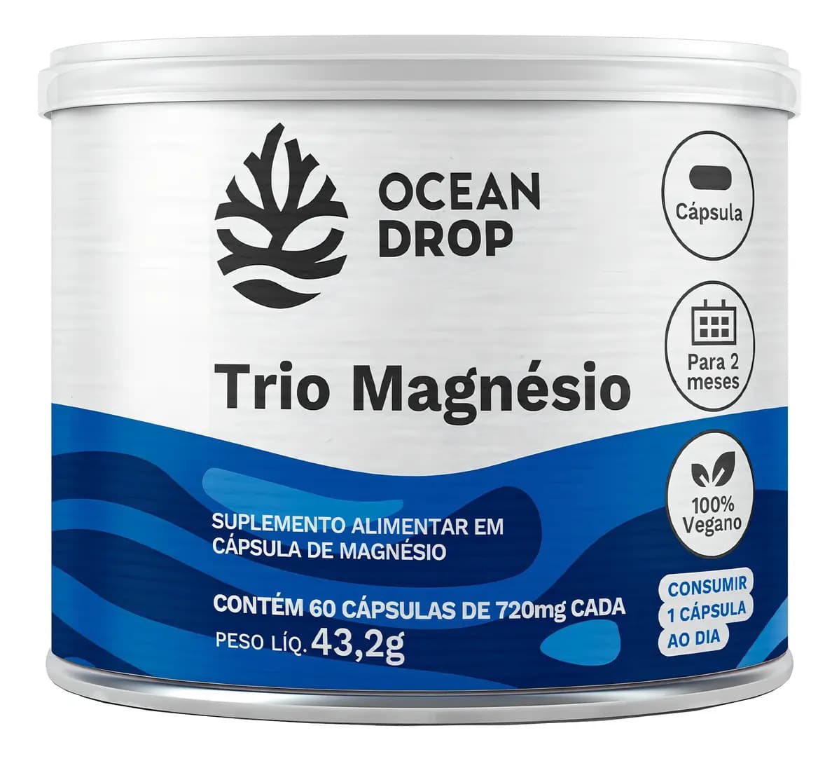 Magnésio Ocean DROP Premium em cápsula Sem sabor de 60 un