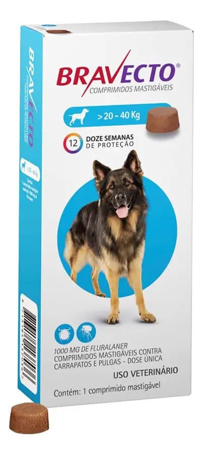 MSD Bravecto Azul-celeste Comprimidos Cachorro 20 kg a 40 kg