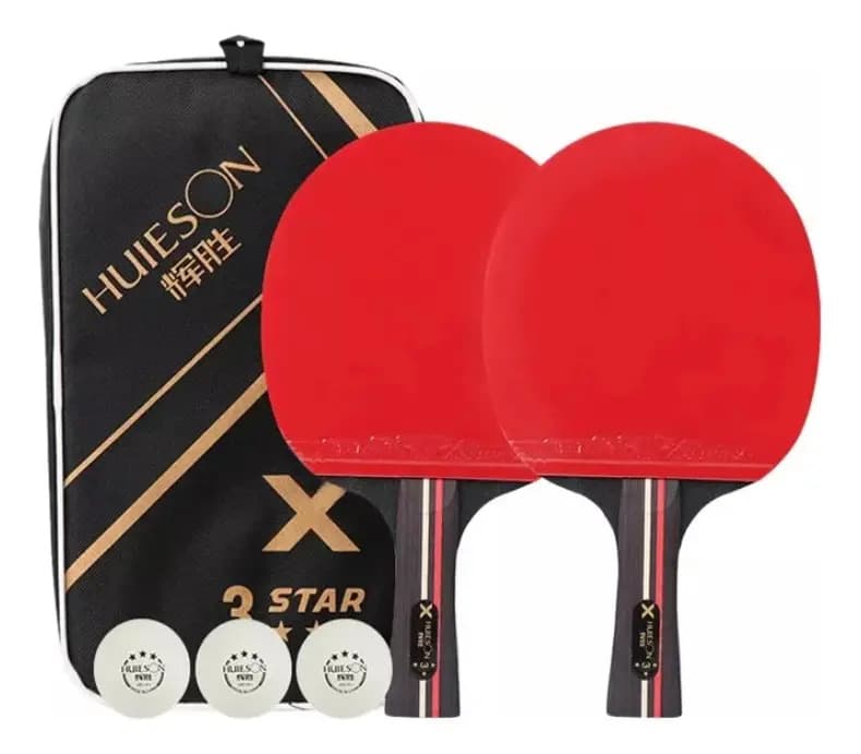 Kit Tênis De Mesa 2 Raquetes E 3 Bolinhas Huieson 3 Stars
