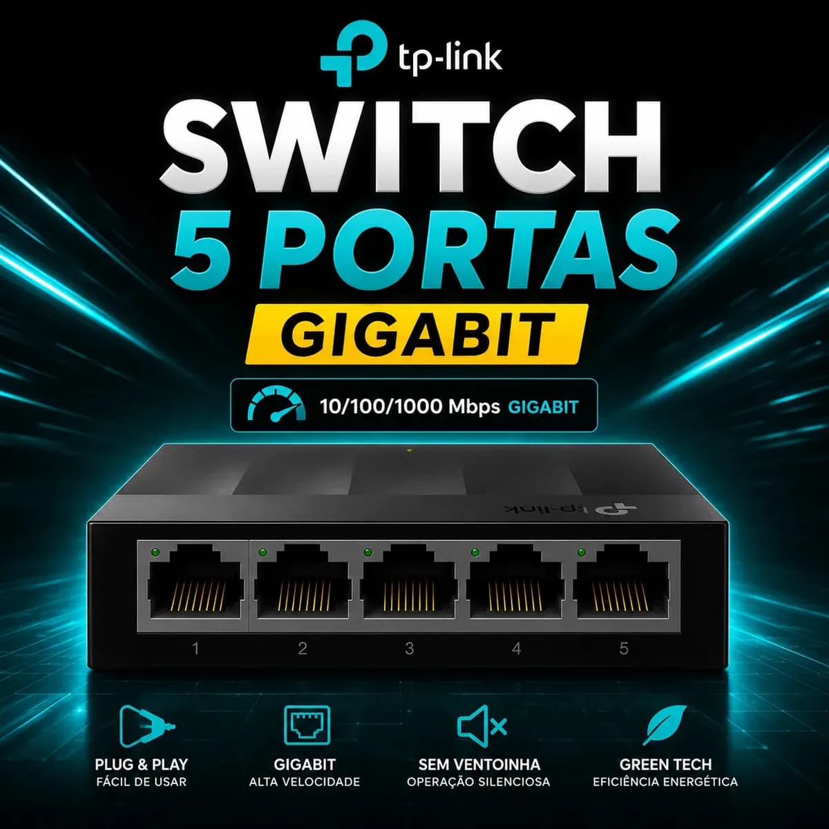 Switch TP-Link LS1005G - 5 Portas GIGABIT 10/100/1000 Mbps