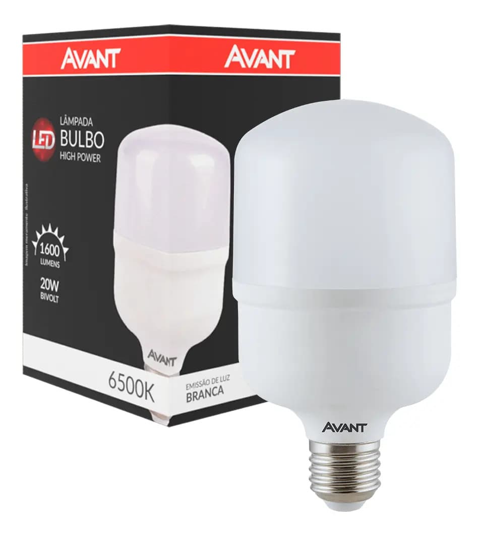 Kit 5 Lâmpadas Bulbo Alta Potência 20w 6500k Atacado Avant Luz Branco-frio