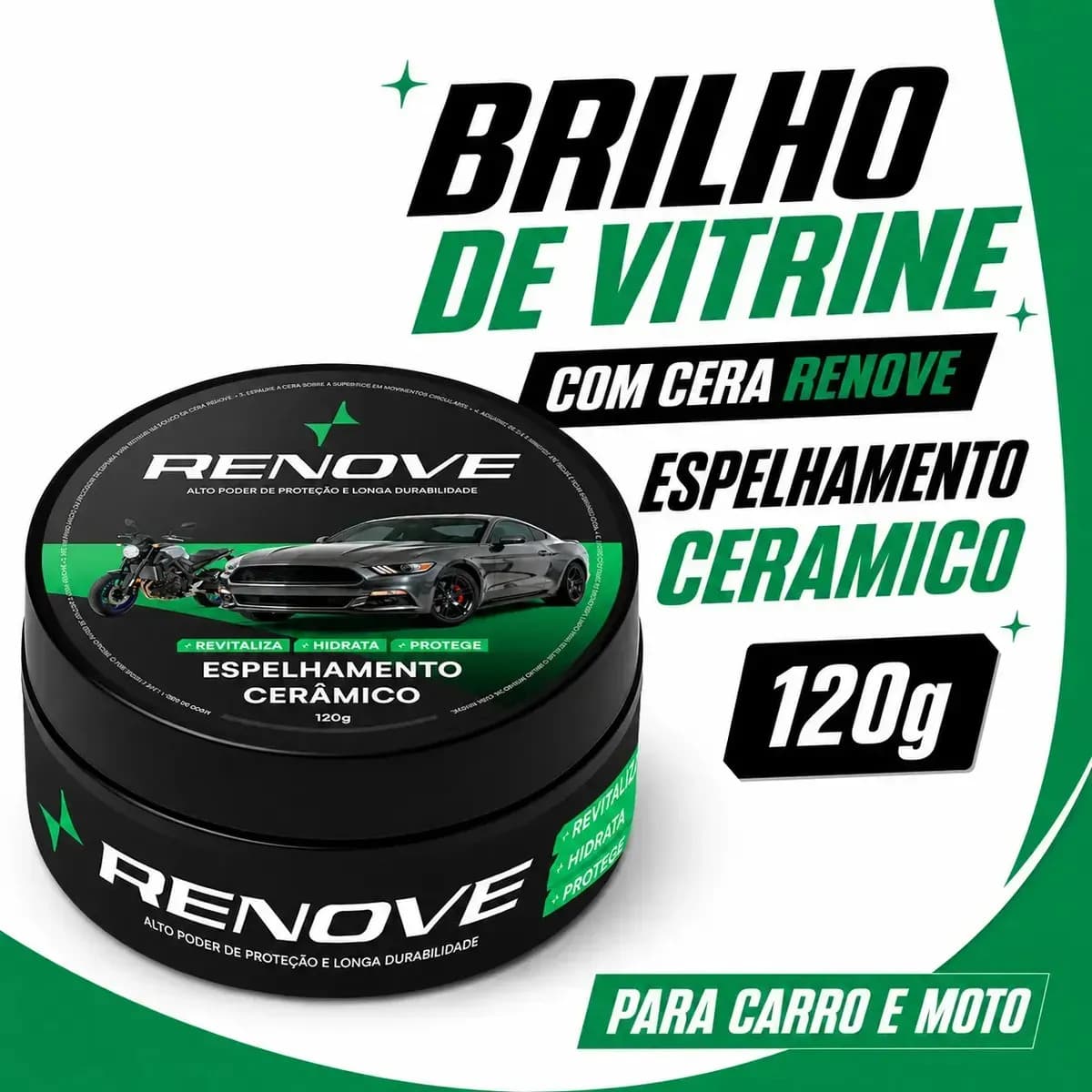 Cera Automotiva de Carnauba Renove Polimento Riscos Queimados Brilho