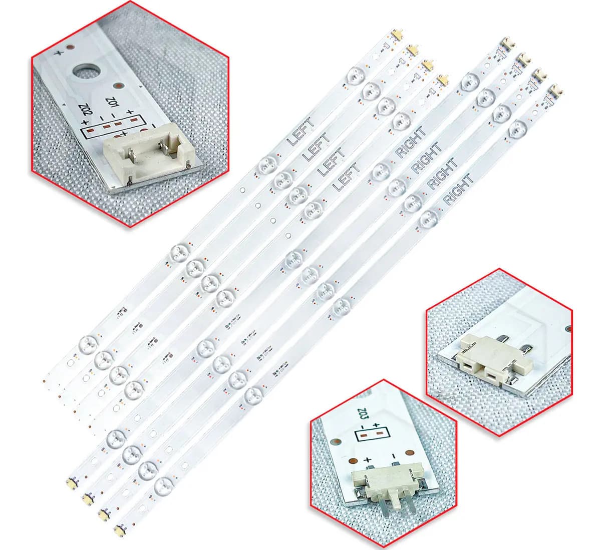Kit 8 Barras Compatível Com 49Lj5500 49Lj5550 49Uj6300 Televisão 49 Polegadas Pci Eletroparts