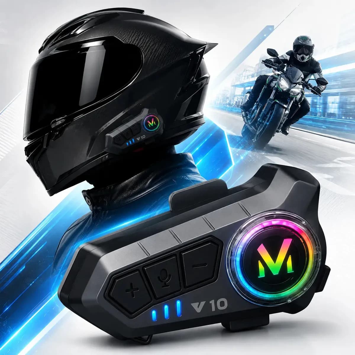Fone Bluetooth Capacete Moto NeoXtek V10 Resistência Água IPX6
