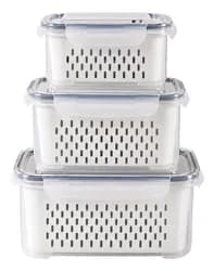 Kit 3 Organizadores Geladeira Alimentos Vegetais Com Tampas