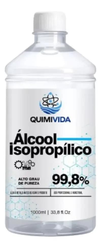 Álcool Isopropílico Quimivida 1000mL Limpeza Telas LCD LED Plasma