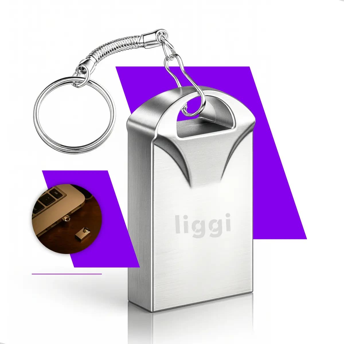 Pen Drive 128gb Mini Usb 2.0 Chaveiro Metalico Resistente Al Prateado