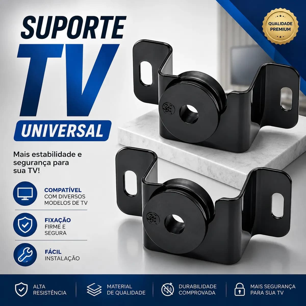 Suporte TV Fixo Universal 10" a 100" Polegadas Forte Para Todas as Marcas Rezzet