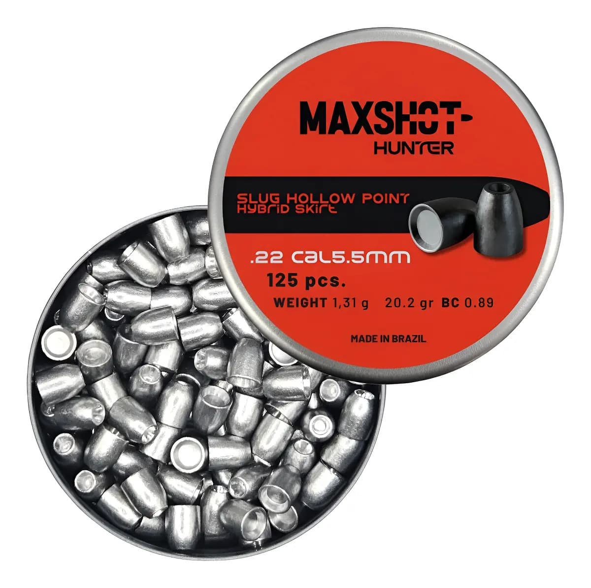 Chumbinho Slug 5,5mm 1,31g 20 Grains Caça 125 Pcs - Maxshot