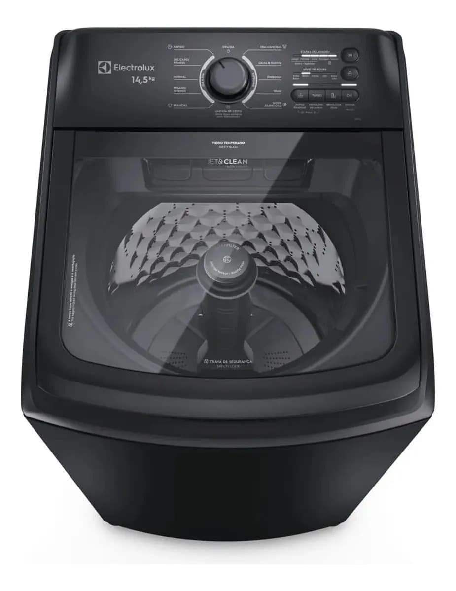 Máquina De Lavar Electrolux 14,5kg Cesto Inox Lep15 Preto