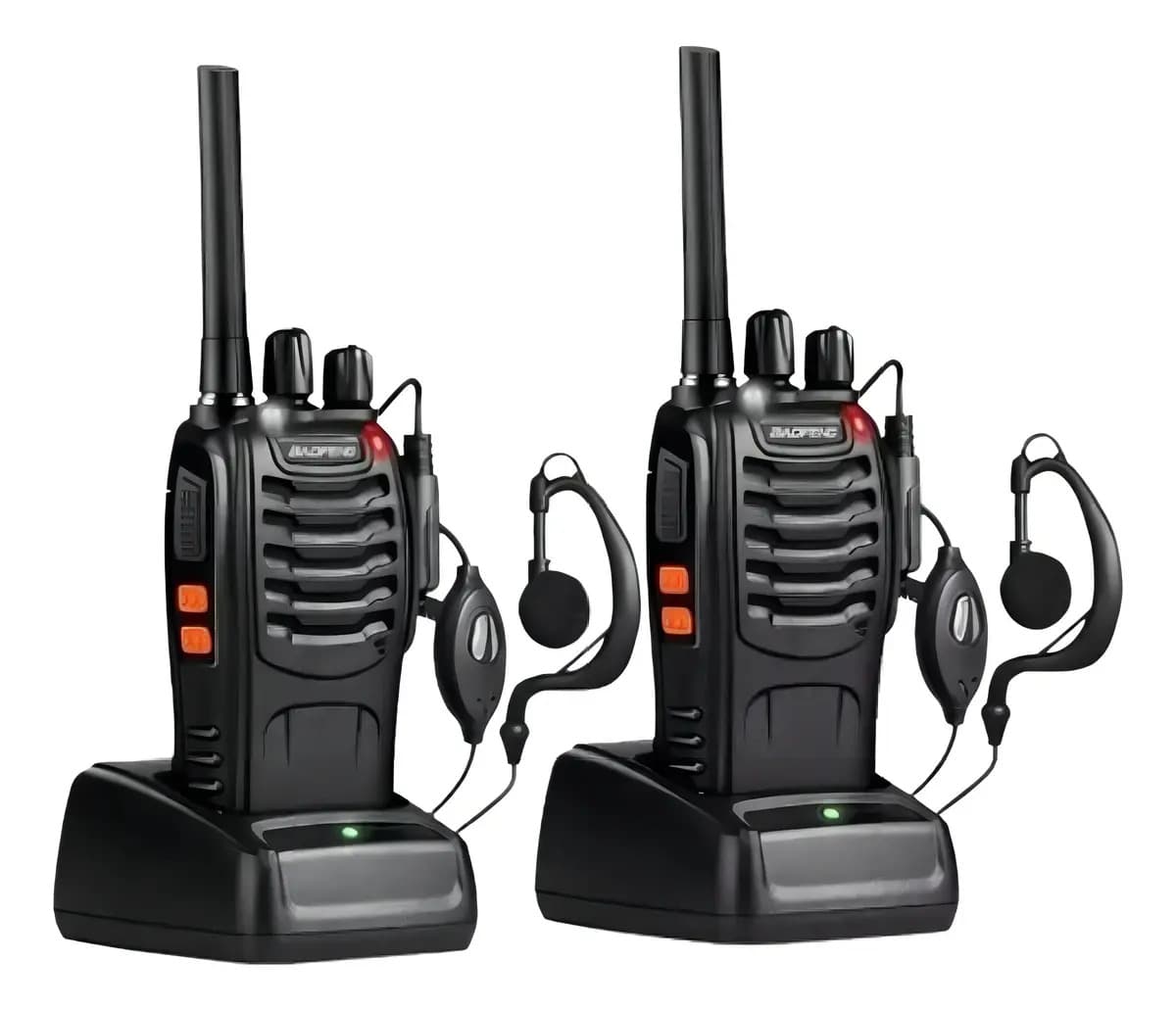 Kit 2 Rádios Comunicadores BF-777S Alcance 12km 16 Canais VOX Preto
