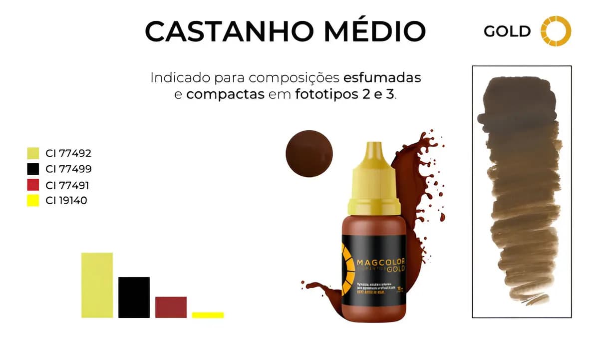 Pigmento Mag Color Gold 5ml - Cores - Cor Castanho Médio