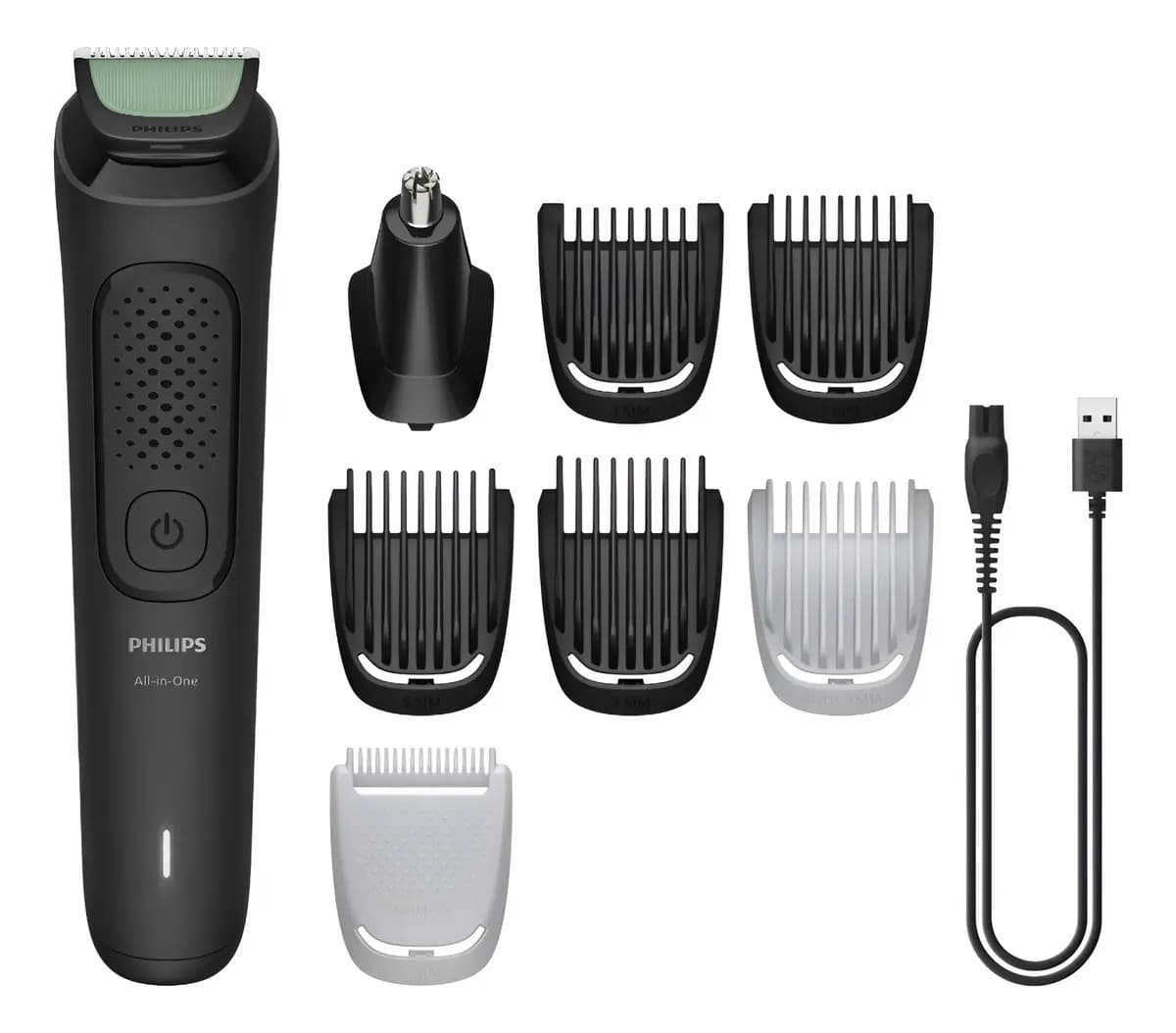 Aparador e Barbeador Elétrico All-in-One Série 3000 8 em 1 : Visual completo para rosto, cabelo e corpo | 60 min sem fio | Lâminas autoafiaveis de aço | Pontas arredondadas | MG3917/15