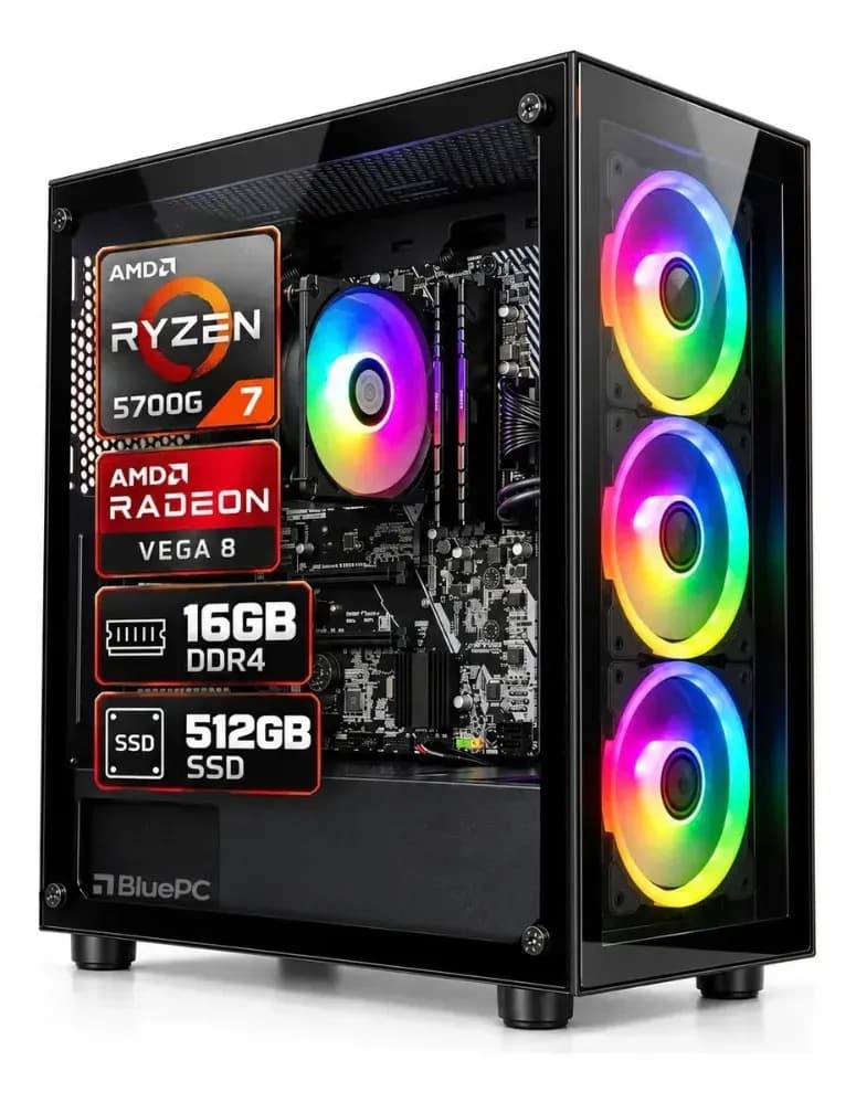 PC Gamer AMD Ryzen 7 5700G, Radeon VEGA 8, 16GB DDR4, SSD 512GB, 16GB, Fonte 500W - BluePC Pulse PGF-0150PU