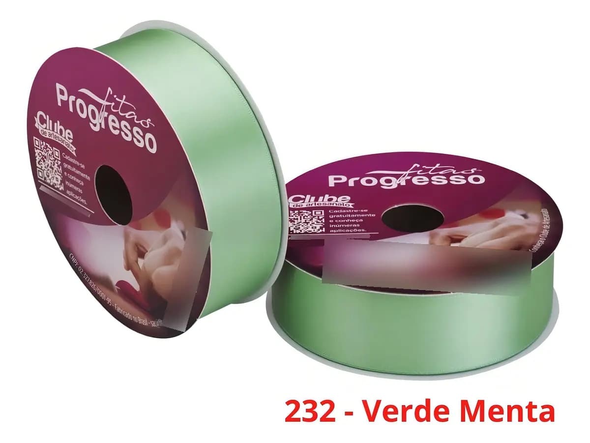 Fita De Cetim Nº 9 50 Metros X 38mm Progresso Cor 232 - Verde Menta