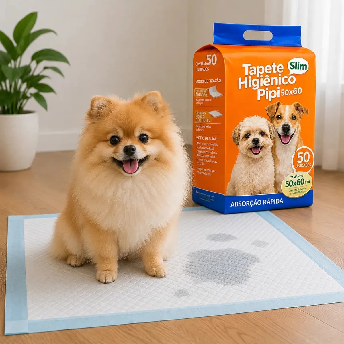 Tapete Higiênico Descartável Luxena para Cães e Gatos 50x60 cm com 50 Unidades e Eliminação de Odor Com Camadas De Proteção