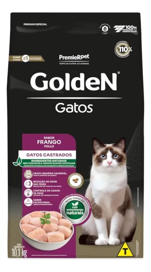 Ração Golden Gato Castrado Adulto Sabor Frango 10,1kg