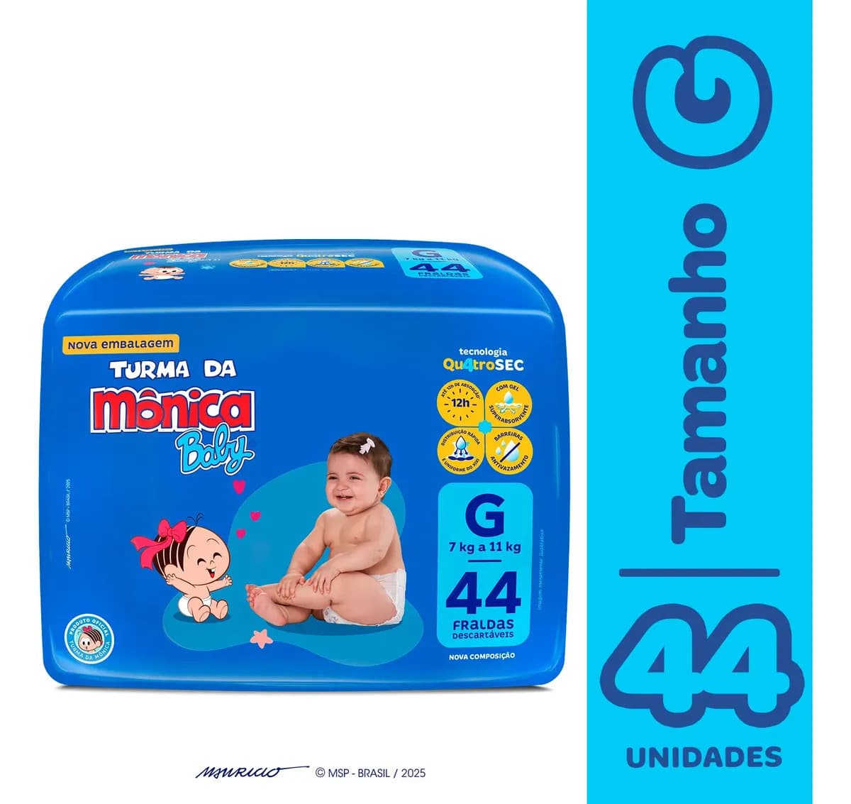 Fralda Turma Da Mônica Baby Mega G 44 Unidades G