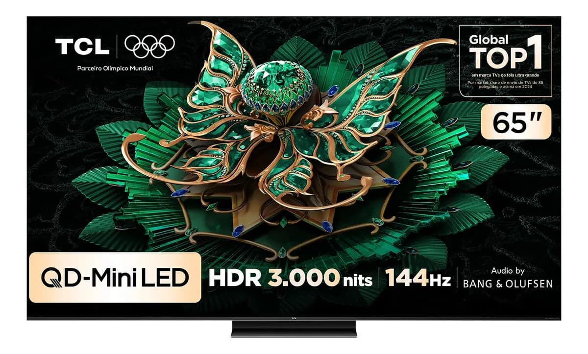Smart TV TCL 65 Polegadas QLED Mini LED 4K C7K WiFi Bluetooth Google TV 4 HDMI 144Hz HDR10+ 65C7K