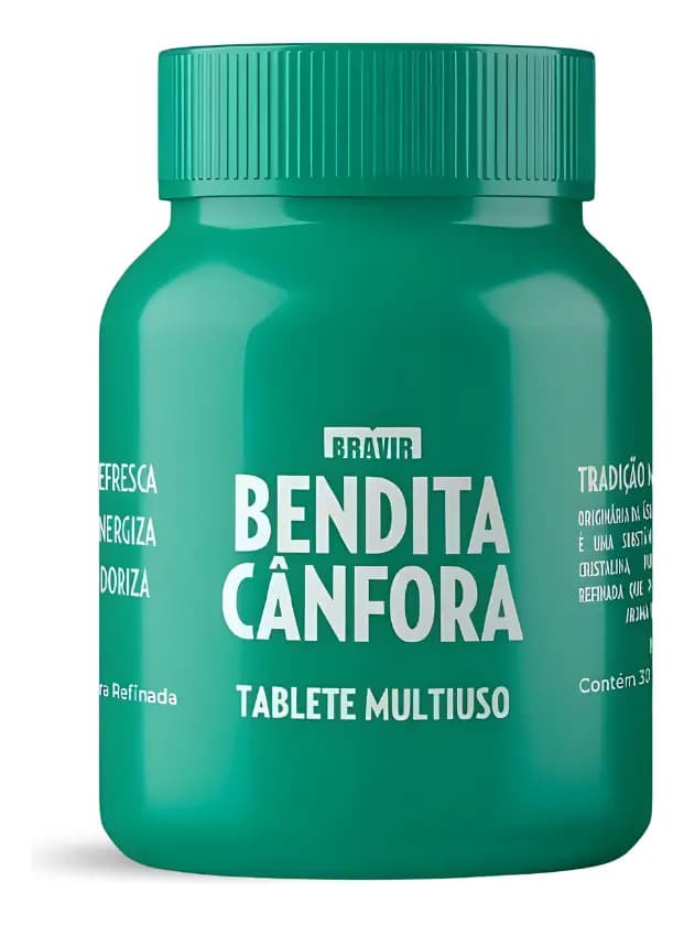 Bendita Cânfora Refinada Pote com 30 Tabletes Multiuso Bravir Casa