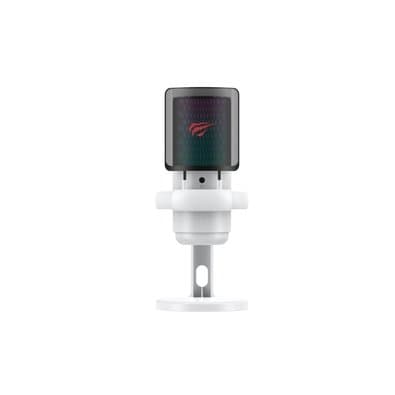 Microfone Gamer de Mesa Havit GK66, Podcast, Condensador, Cardioide, RGB, Conexão USB, Branco - GK66