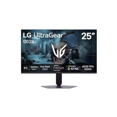 Monitor Gamer LG UltraGear 25", 200Hz, 1ms, IPS, FHD, HDR10, G-Sync, FreeSync, HDMI, DisplayPort, Preto - 25G523B