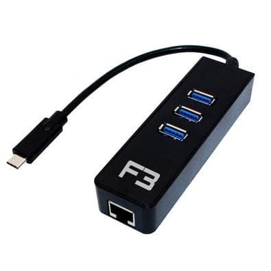 HUB USB 3.0 e RJ45, F3, 3 Portas, 10/100/1000Mbps - JC-TYC-R03