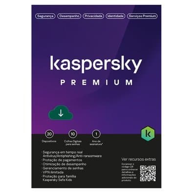 Kaspersky Antivírus Premium 20 Dispositivos 1 Ano, Digital para Download - KL1047KDNFS