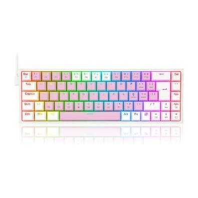 Teclado Mecânico Gamer Redragon Castor, RGB, Switch Blue, ABNT2, Rosa e Branco - K631PW-RGB (PT-BLUE)