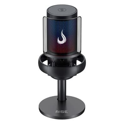 Microfone Gamer Rise Mode Elite 05 RGB, USB-C, Condensador, Filtro Anti-Ruído, Preto - RM-ME-05-B