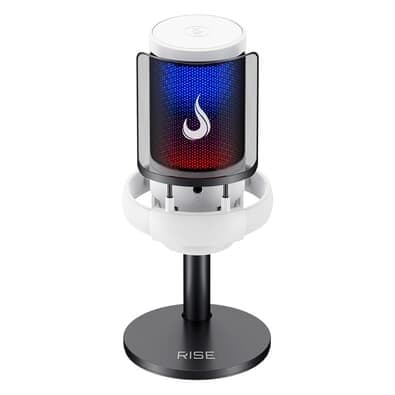 Microfone Gamer Rise Mode Elite 05 RGB, USB-C Condensador, Setup White, Branco - RM-ME-05-W
