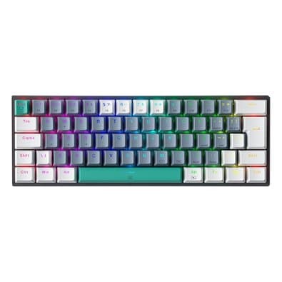 Teclado Mecânico Gamer Machenike K500-B61, RGB Switch Blue, HotSwap, C/Fio, PT-BR, Cinza e Branco