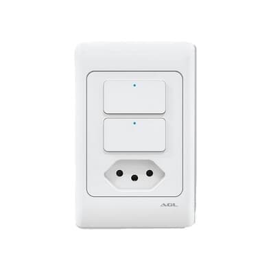 Interruptor Smart AGL KS825, Wi-Fi, Bivolt, Tomada e Interruptor Tecla, Branco - 1106166