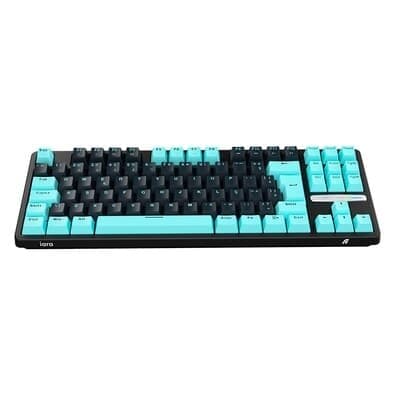 Teclado Gamer Aplus Gasket Iara Obsedian Aqua, Iluminaçao Lateral, Hotswap, 80%, Switch Blue Huano, Preto - AK400