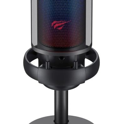 Microfone Gamer Havit GK50, RGB, Cardioide, Conexão USB-C, com Suporte, Preto - GK50 Pro Live
