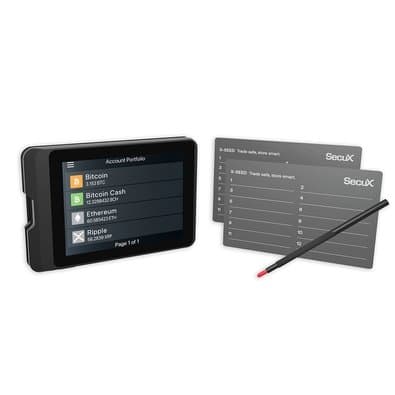 Carteira de Criptomoedas SecuX W10C-PLUS, USB, Tela LCD, Inclui 2 Placas de Recuperação X-SEED, Preto - 98-010-010100