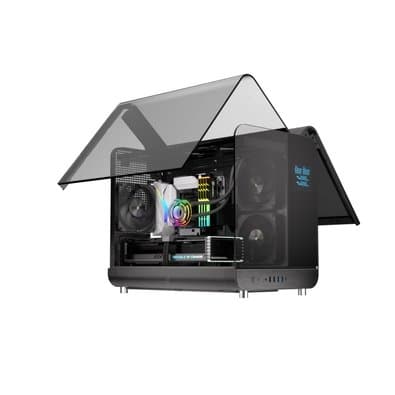 Gabinete Gamer Esgaming Aircredt 007, Mid Tower, M-ATX, Frontal e Lateral em Vidro Temperado, Sem Fans, Preto - Aircraft 007-BK